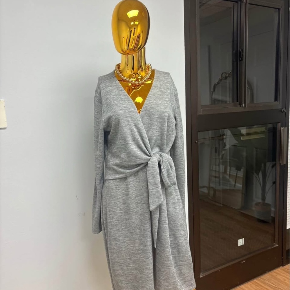 Gray Wrap Dress